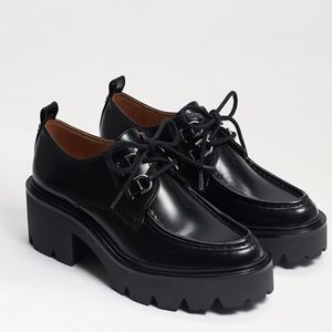 Sam Edelman black Monna lace up lug sole loafer